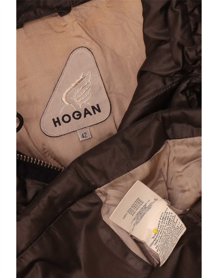 Hogan Womens Padded Jacket IT 42 Medium Brown Polyester