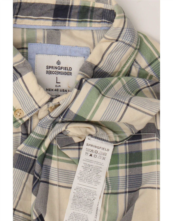 Springfield Mens Shirt Large Green Check Cotton