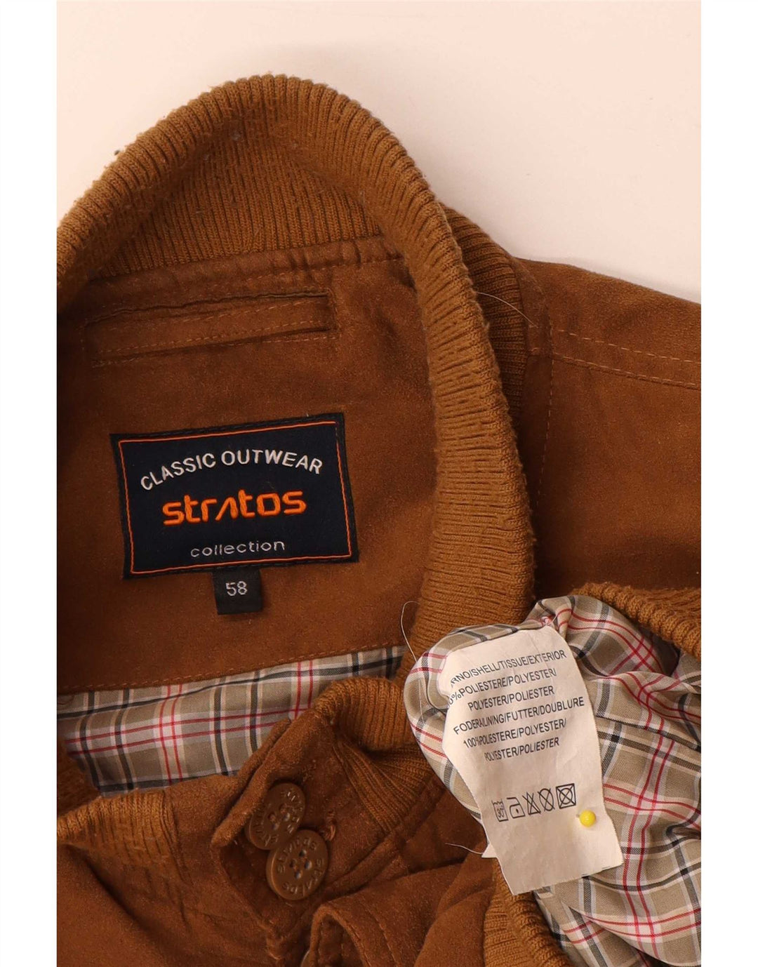 Stratos Mens Bomber Jacket IT 58 4XL Brown Polyester