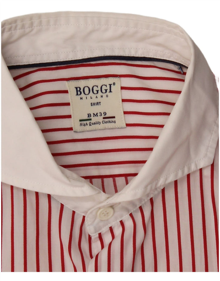 BOGGI Mens Shirt 2XL Red Pinstripe