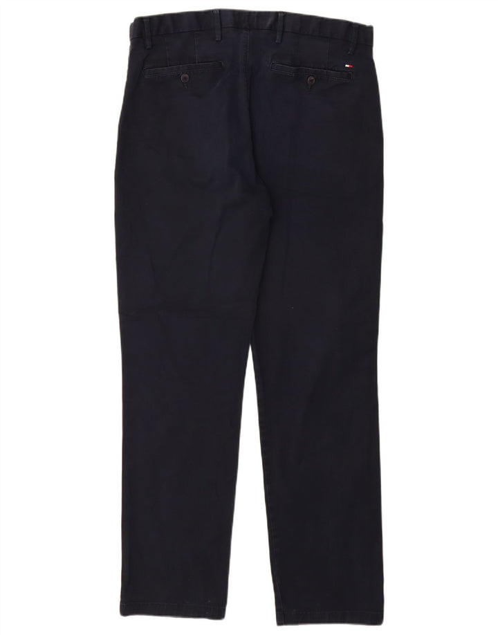 TOMMY HILFIGER Mens Straight Chino Trousers W34 L32 Navy Blue Cotton