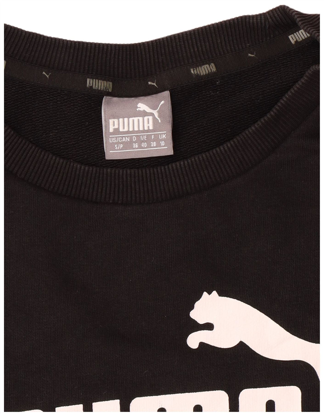 PUMA Womens Oversized Graphic Sweatshirt Jumper UK 10 Small Black