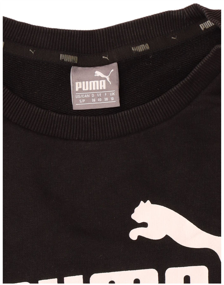 PUMA Womens Oversized Graphic Sweatshirt Jumper UK 10 Small Black