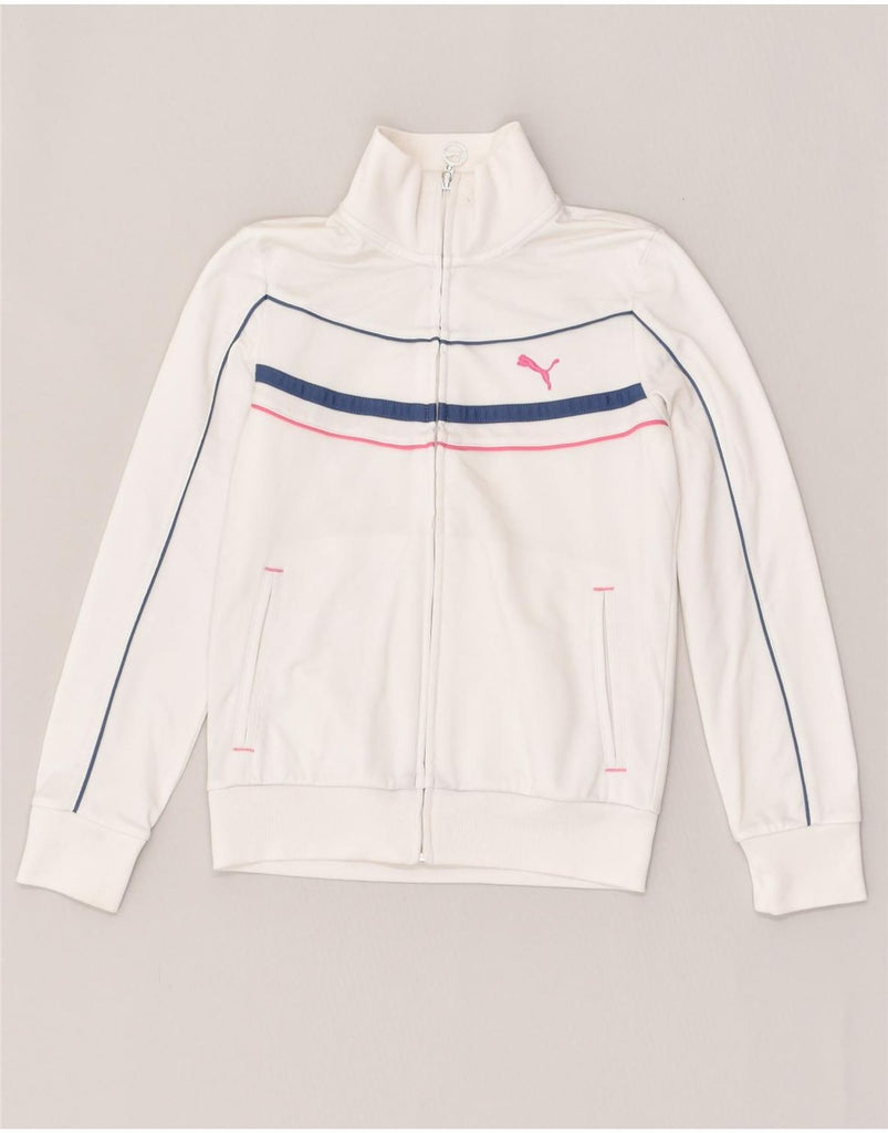 PUMA Girls Tracksuit Top Jacket 9-10 Years Size 26/28 White Polyester | Vintage Puma | Thrift | Second-Hand Puma | Used Clothing | Messina Hembry 