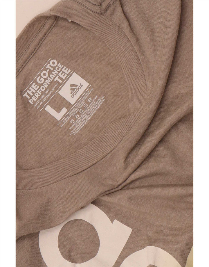 Adidas Mens Graphic T-Shirt Top Large Brown Polyester