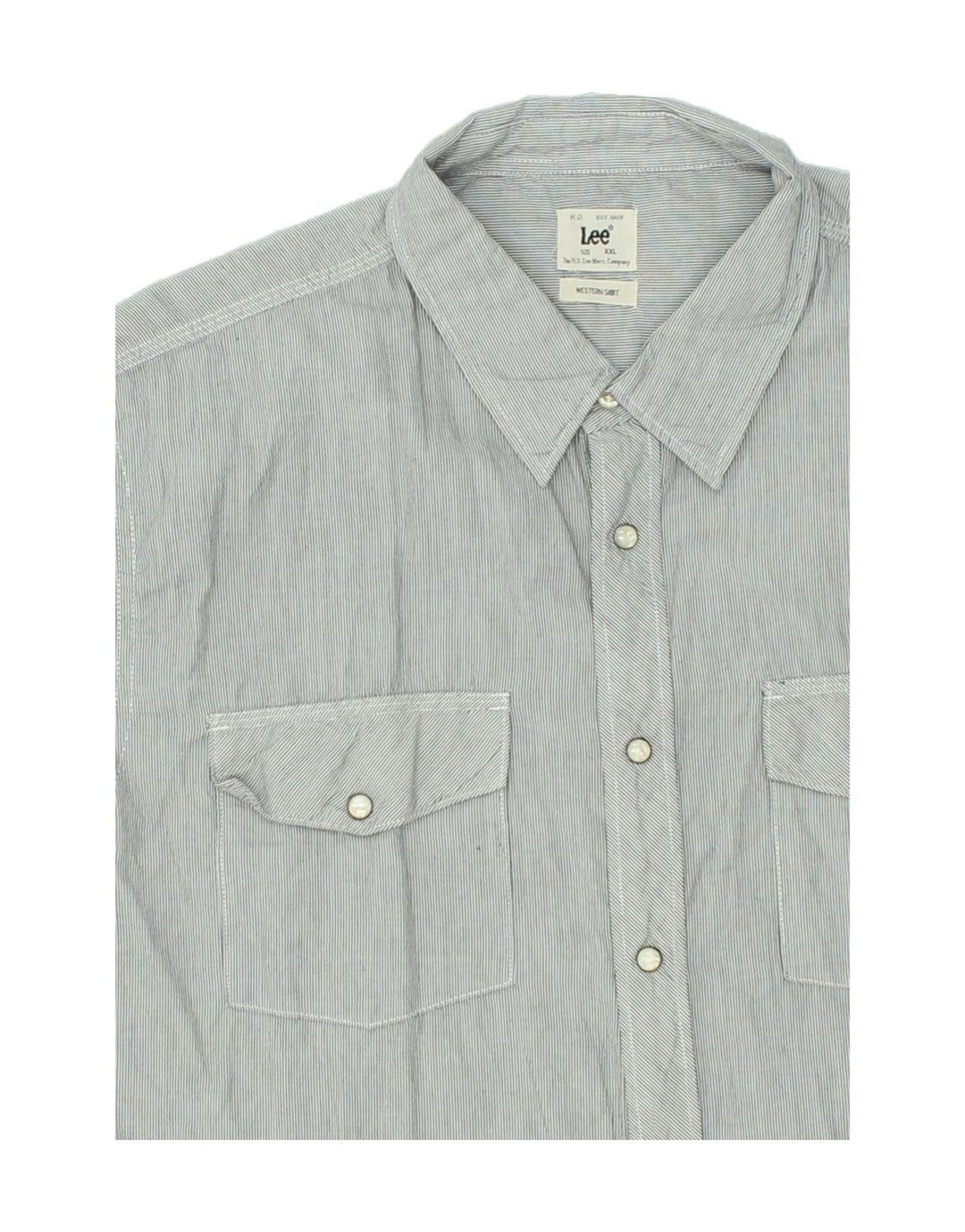 LEE Mens Short Sleeve Shirt 2XL Grey Pinstripe Cotton Vintage Lee and Second-Hand Lee from Messina Hembry 