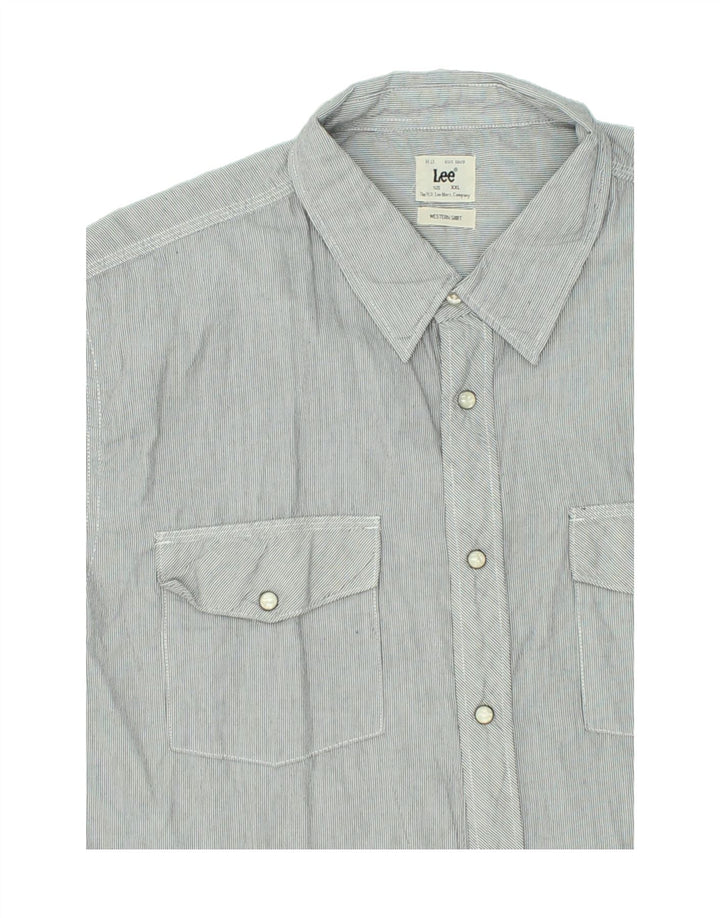 LEE Mens Short Sleeve Shirt 2XL Grey Pinstripe Cotton Vintage Lee and Second-Hand Lee from Messina Hembry 