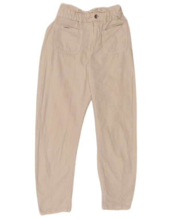 Zara Womens High Waist Tapered Jeans EU 32 2XS W22 L24 White Cotton