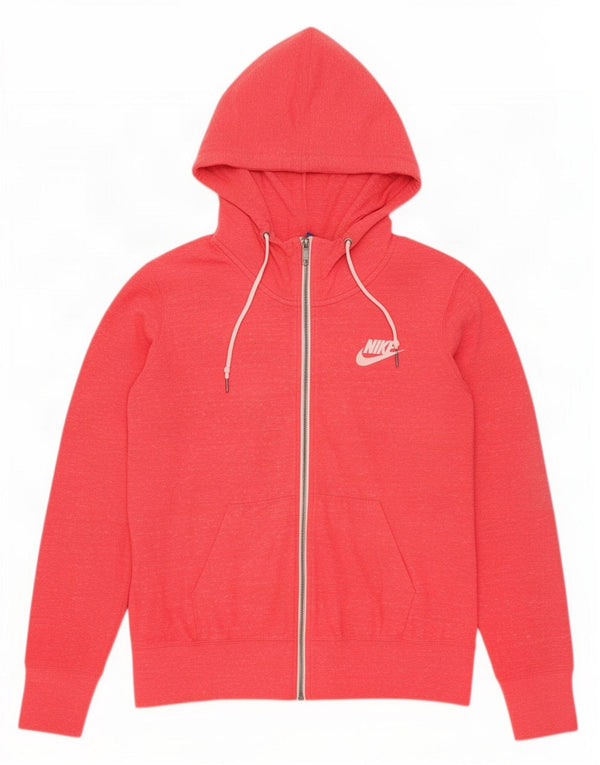 Nike Womens Zip Hoodie Sweater UK 18 XL Pink Flecked Cotton