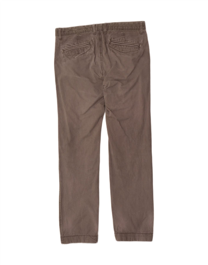 Marks & Spencer Mens Straight Chino Trousers W34 L33 Grey Cotton