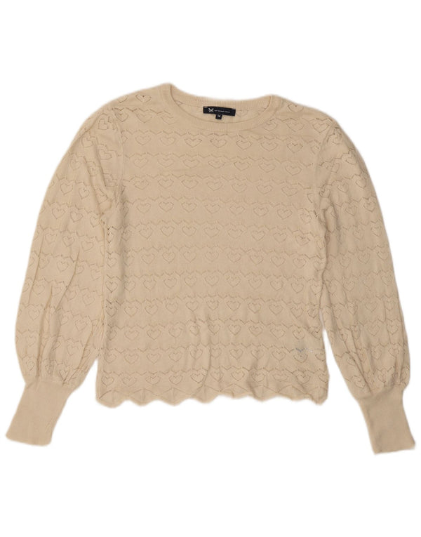 Crew Clothing Womens Boat Neck Jumper Sweater UK 14 Medium Off White