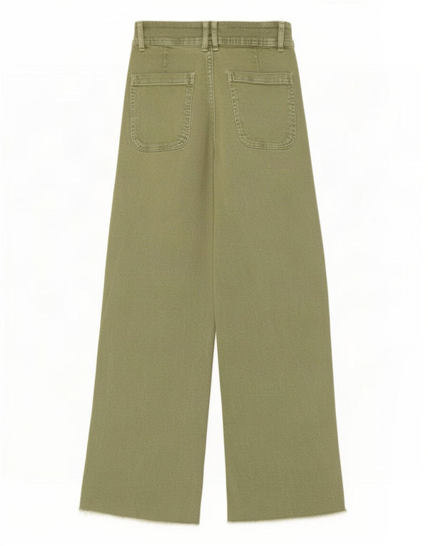 Zara Girls High Waist Wide Leg Jeans 11-12 Years W24 L27 Green Cotton