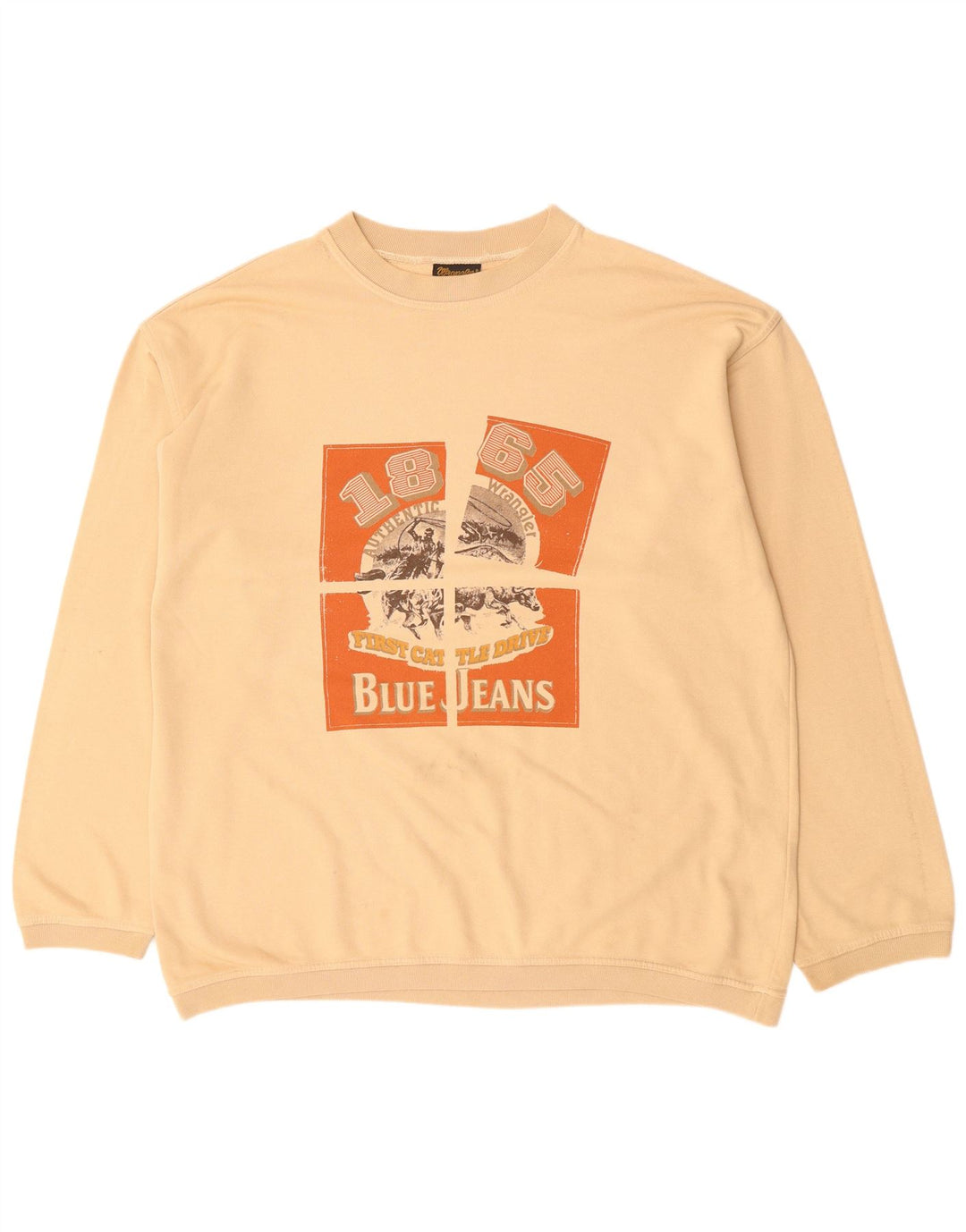 Wrangler Mens Graphic Sweatshirt Jumper XL Beige Cotton