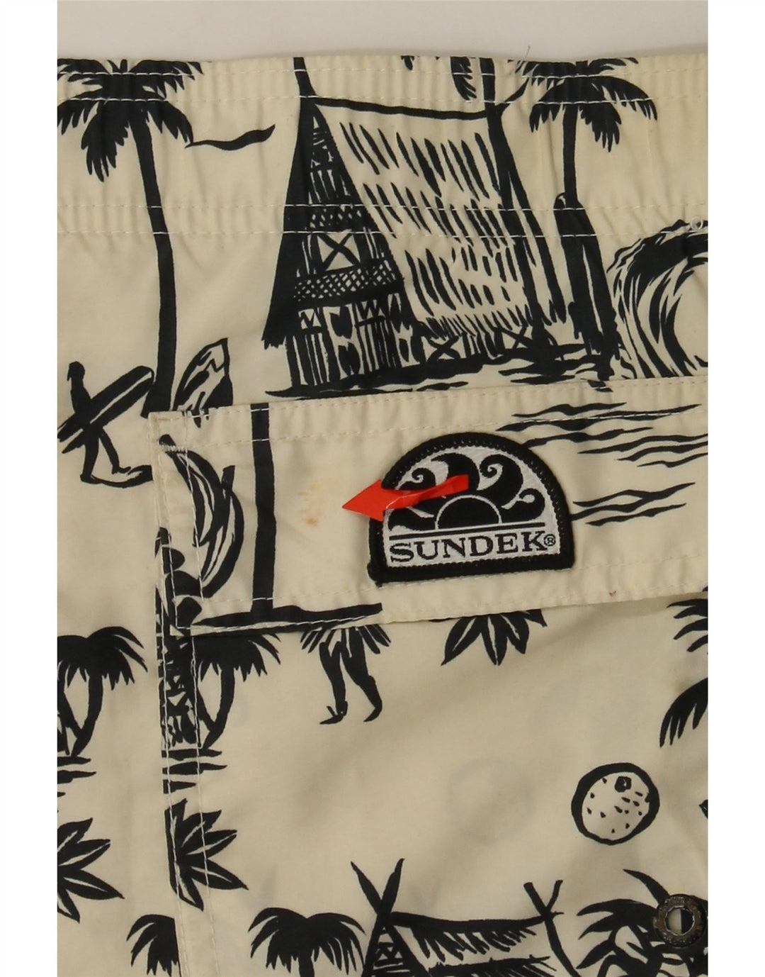 Sundek Mens Graphic Swimming Shorts 2XL Off White Polyester