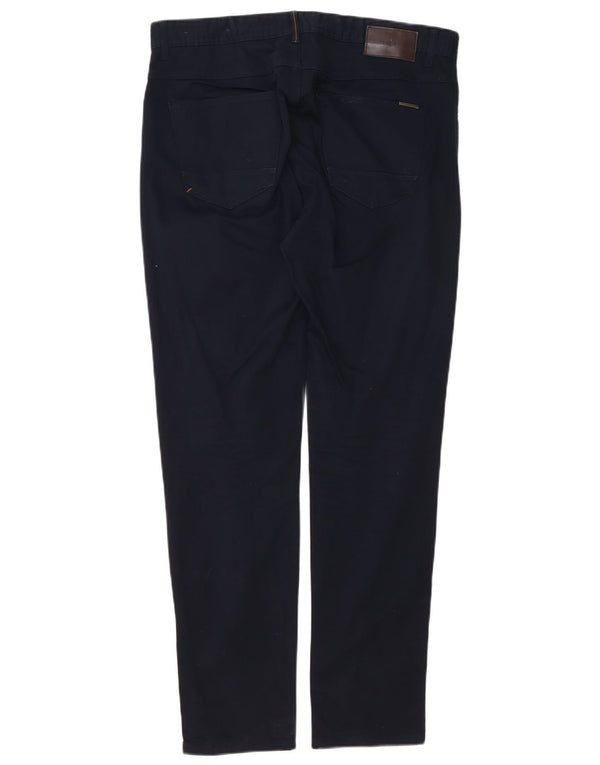 Zara Mens Slim Casual Trousers EU 44 Large W34 L30 Navy Blue Cotton