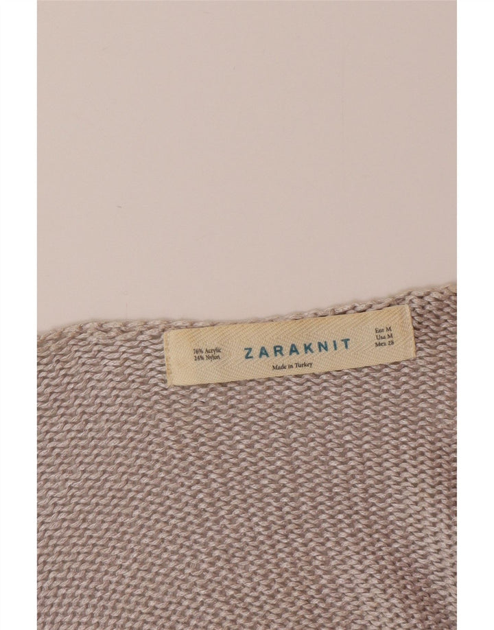 Zara Womens V-Neck Jumper Sweater UK 14 Medium Grey