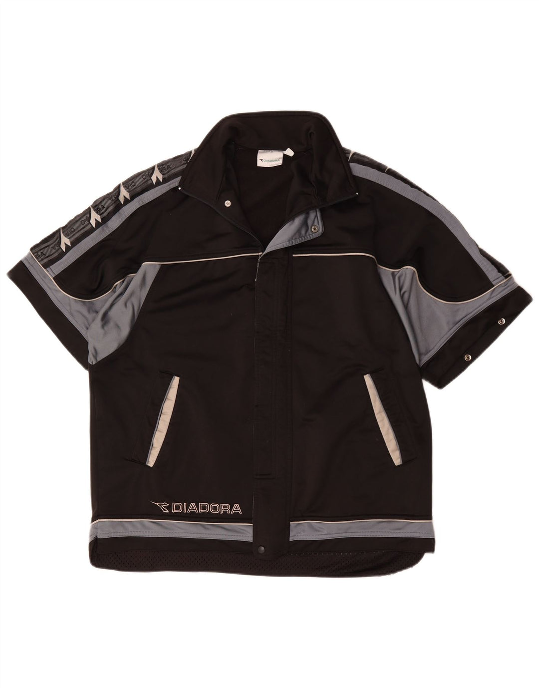 Diadora Mens Short Sleeve Tracksuit Top Jacket UK 38 Medium Black