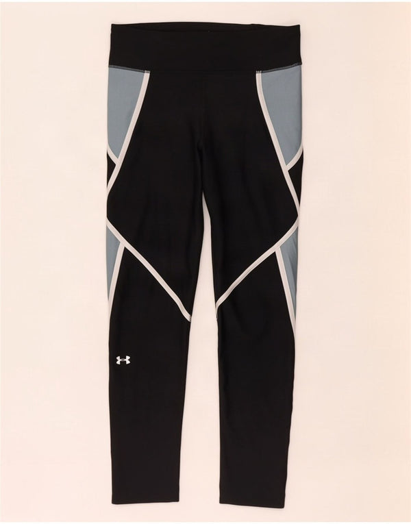 Under Armour Womens Heat Gear Leggings UK 12 Medium Black Colourblock