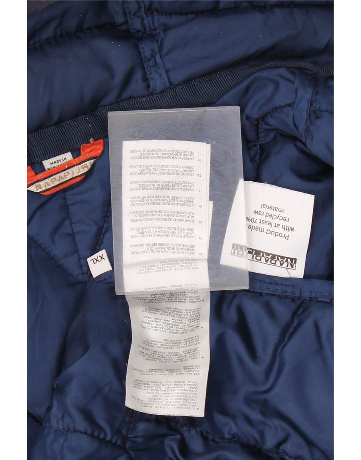 Napapijri Mens Hooded Padded Jacket UK 44 2XL Navy Blue Polyamide