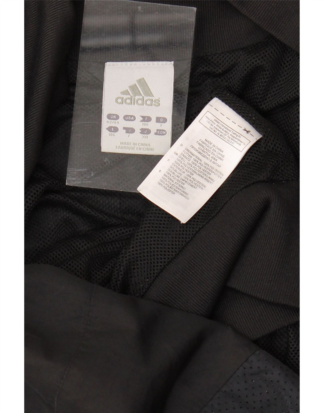 ADIDAS Mens Tracksuit Top Jacket UK 42/44 Large Black Polyester