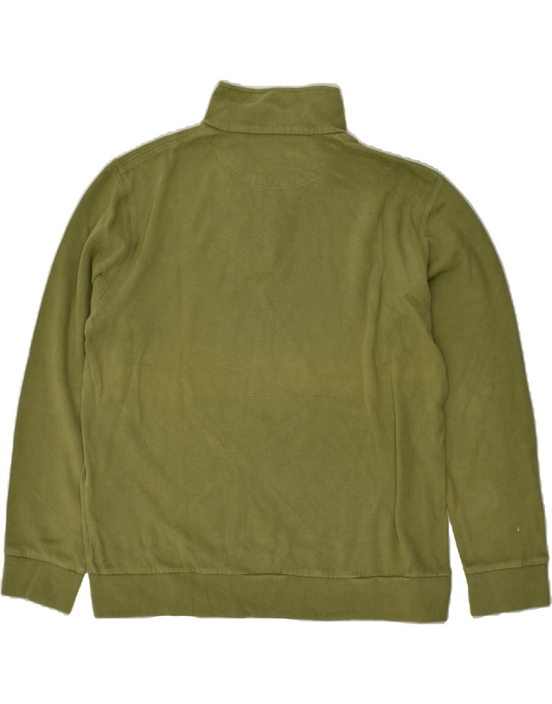 HENRY COTTONS Mens Zip Neck Sweatshirt Jumper 2XL Green Cotton | Vintage Henry Cottons | Thrift | Second-Hand Henry Cottons | Used Clothing | Messina Hembry 