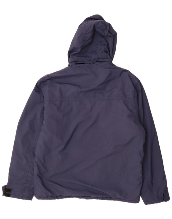 Asics Mens Hooded Windbreaker Jacket UK 38 Medium Navy Blue Polyamide