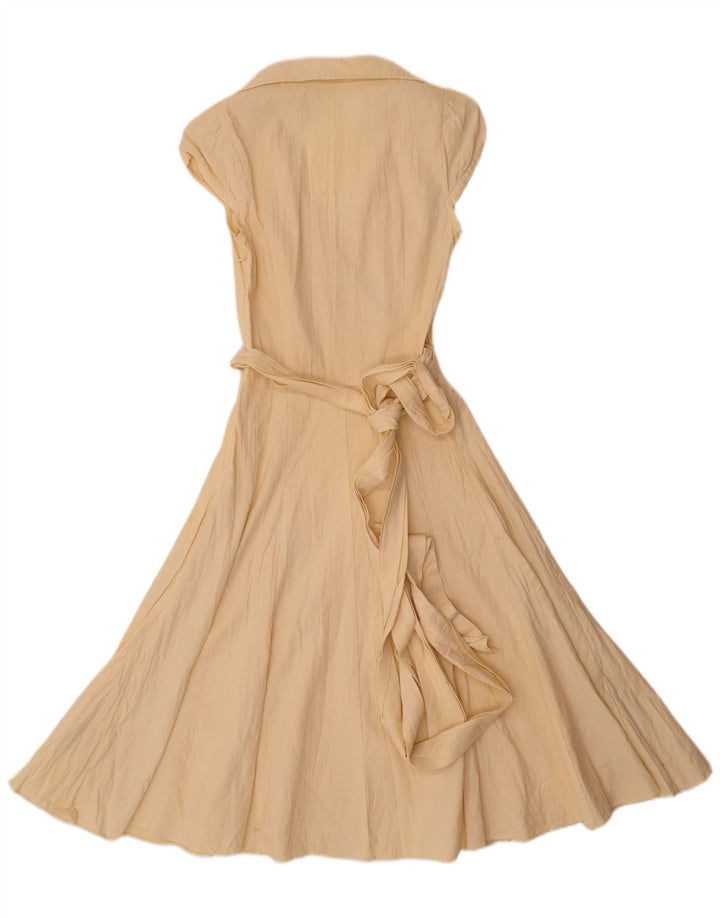 Zara Womens A-Line Dress UK 12 Medium Yellow Cotton