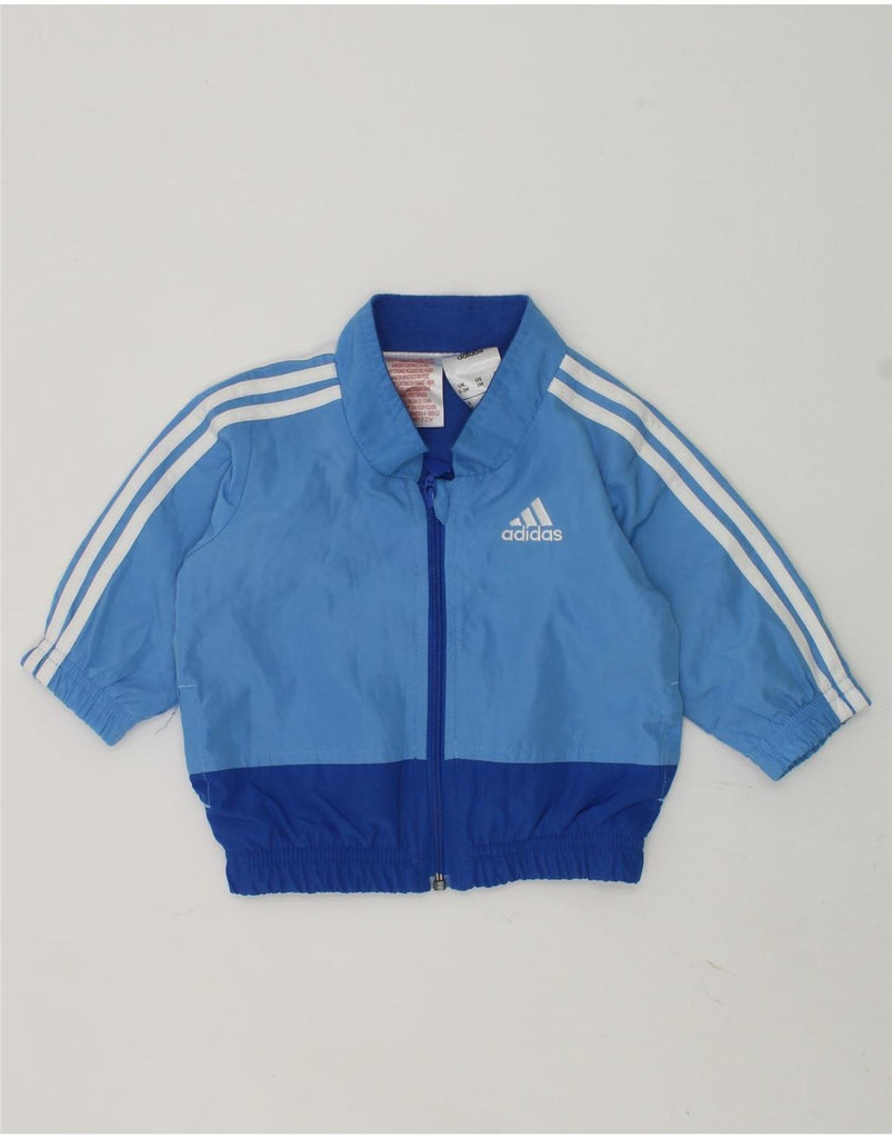 ADIDAS Baby Boys Tracksuit Top Jacket 0-3 Months Blue Colourblock | Vintage Adidas | Thrift | Second-Hand Adidas | Used Clothing | Messina Hembry 