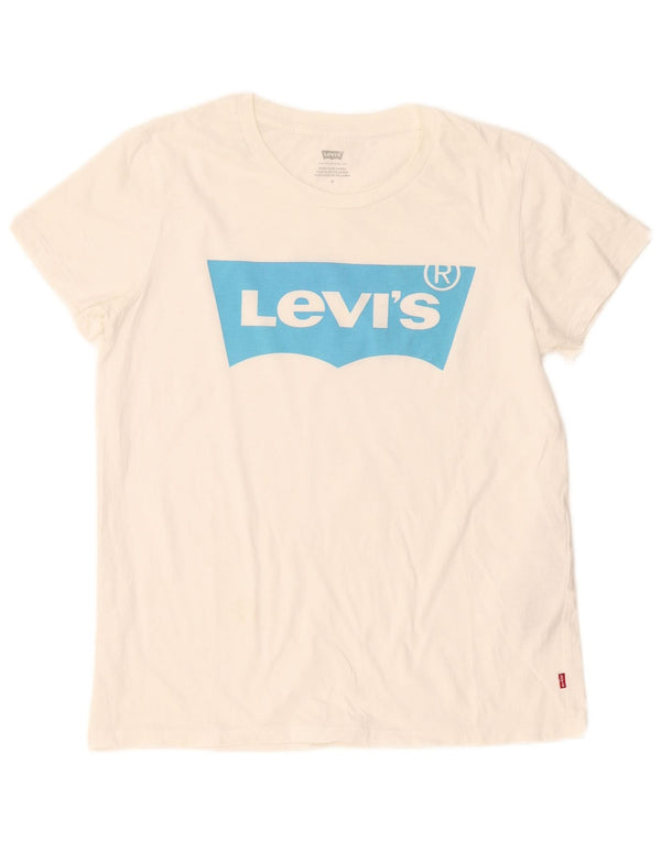 Levi's Womens Graphic T-Shirt Top UK 12 Medium White Cotton