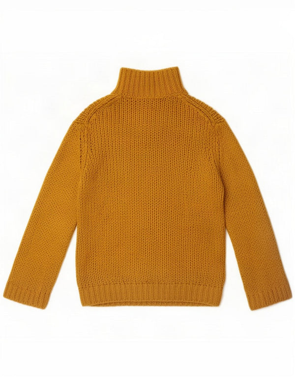 Massimo Dutti Womens Oversized Turtle Neck Jumper Sweater UK 6 XS Yellow