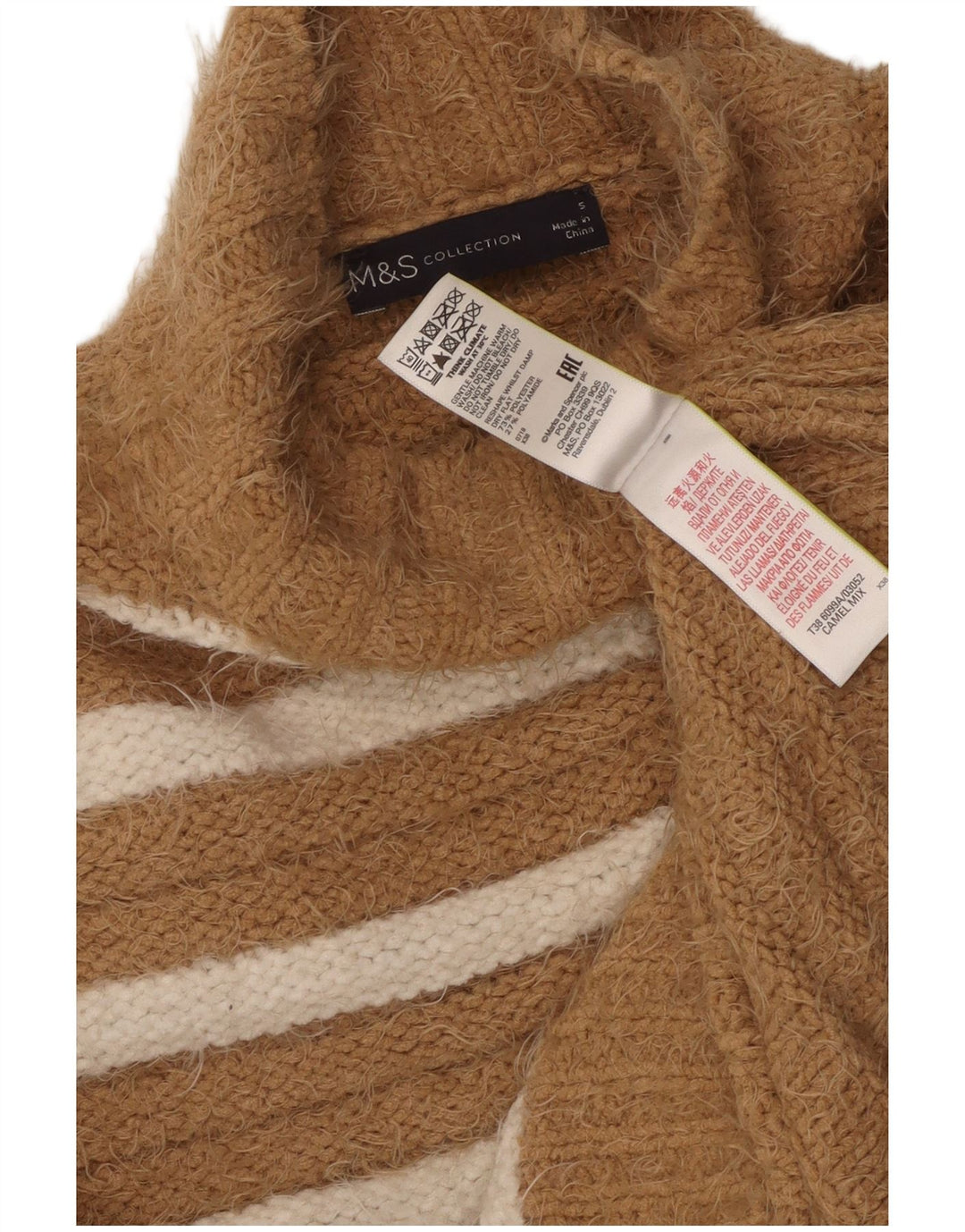 MARKS & SPENCER Womens Turtle Neck Jumper Sweater UK 10 Small Brown