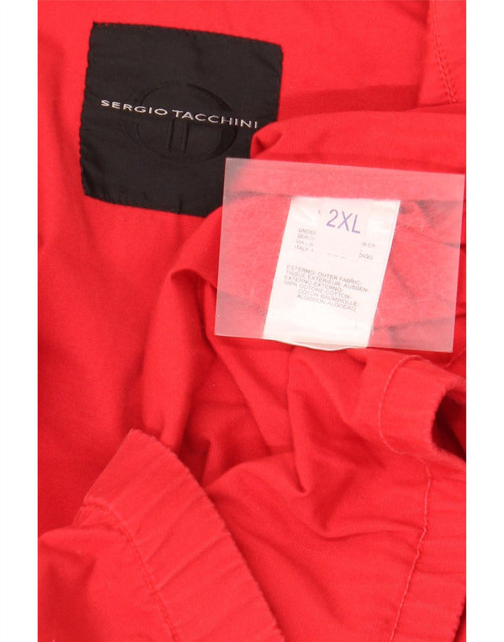 Sergio Tacchini Mens Bomber Jacket UK 44 2XL Red Cotton