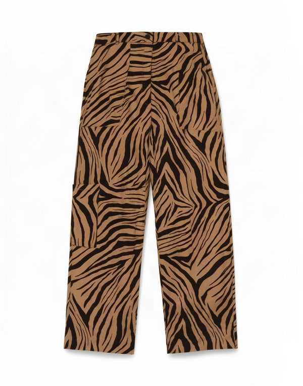 Zara Womens High Waist Cargo Trousers Medium W28 L28 Black Animal Print