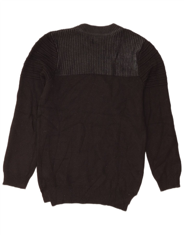 Jack & Jones Mens Crew Neck Jumper Sweater Small Black Acrylic