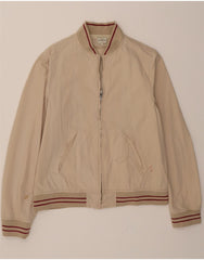 CALVIN KLEIN JEANS Womens Bomber Jacket UK 16 Large Beige Cotton