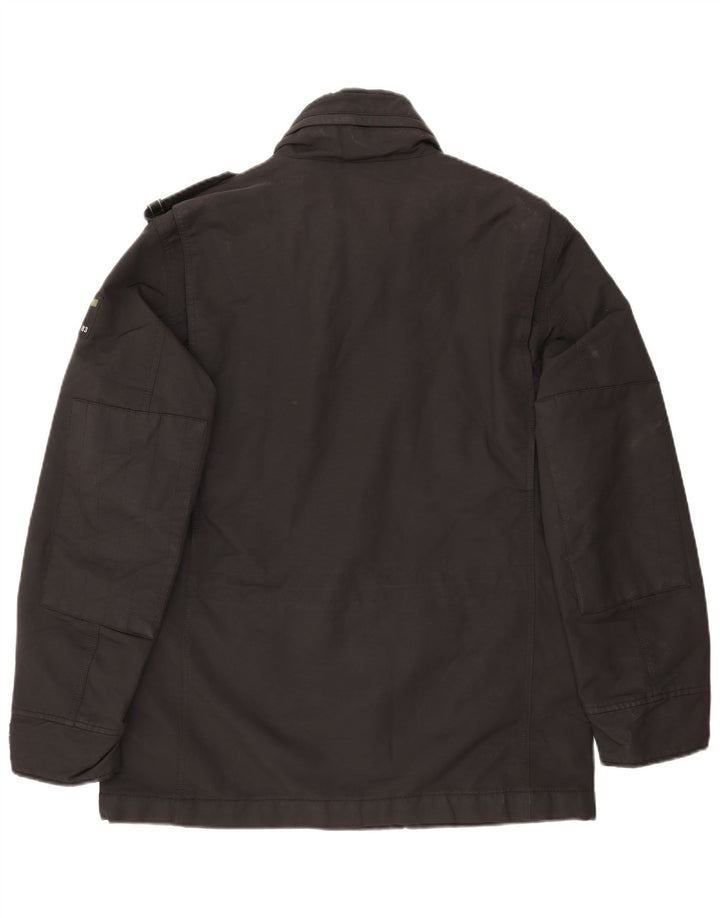GAS Mens Military Jacket UK 38 Medium Black Cotton