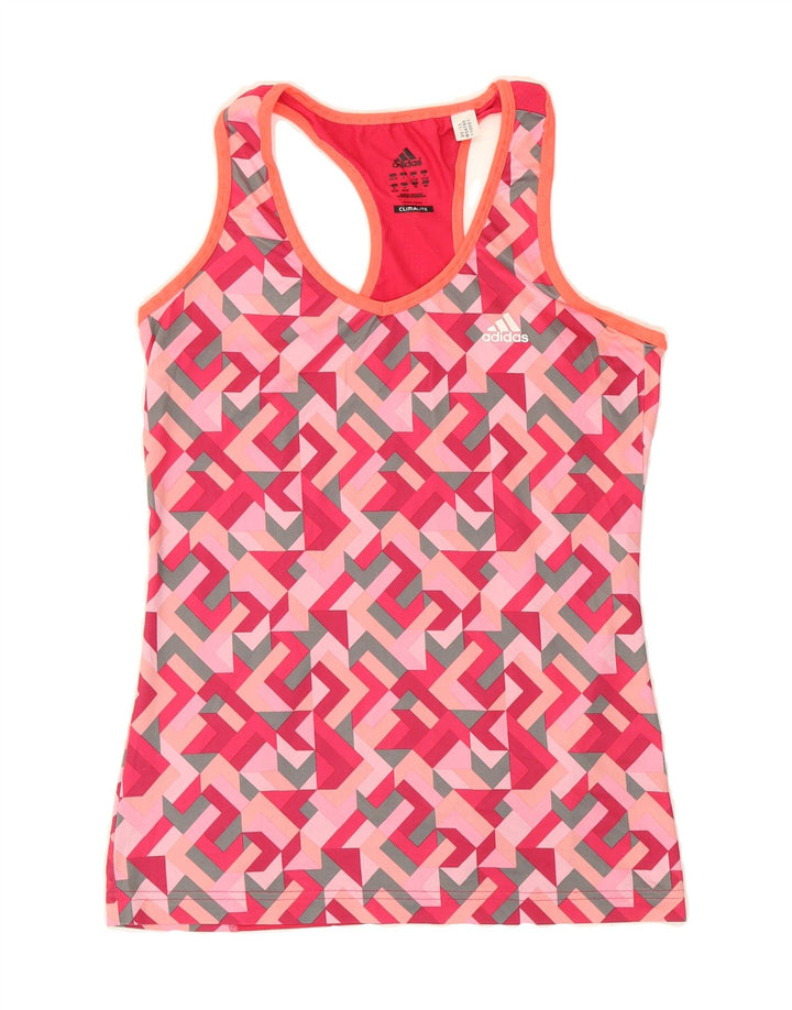 ADIDAS Womens Climalite Vest Top UK 8/10 Small Pink Geometric Polyester Vintage Adidas and Second-Hand Adidas from Messina Hembry 