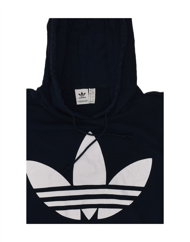 ADIDAS Womens Graphic Hoodie Jumper UK 18 XL Navy Blue Cotton | Vintage Adidas | Thrift | Second-Hand Adidas | Used Clothing | Messina Hembry 