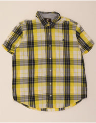 TIMBERLAND Mens Regular Fit Short Sleeve Shirt 2XL Yellow Check Cotton