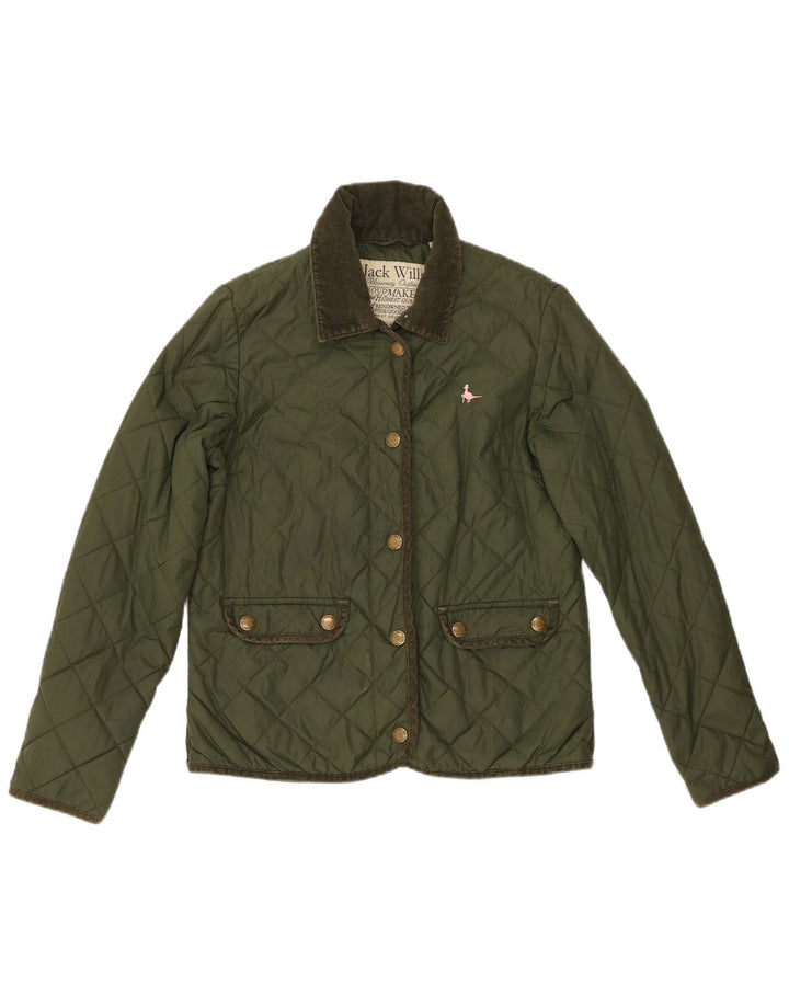 Jack Wills Womens Quilted Jacket UK 10 Small  Green Nylon