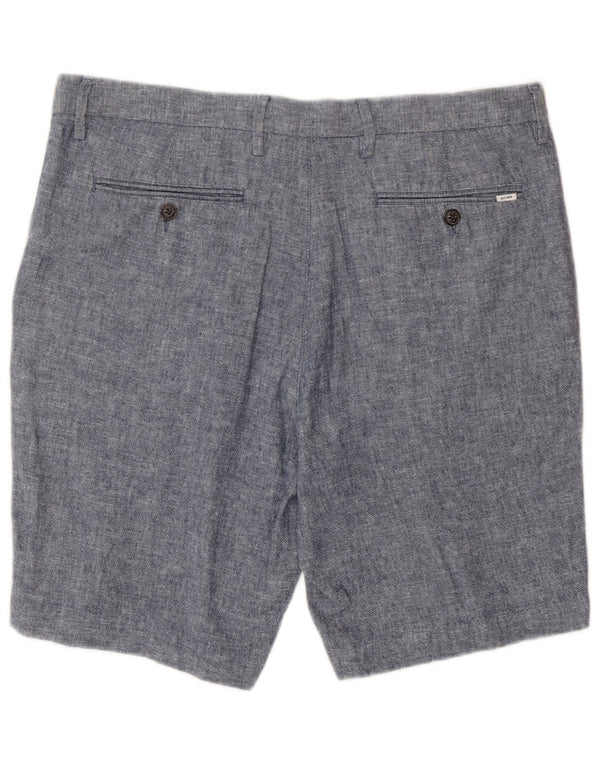 Marks & Spencer Mens Chino Shorts W34 Large Blue Linen
