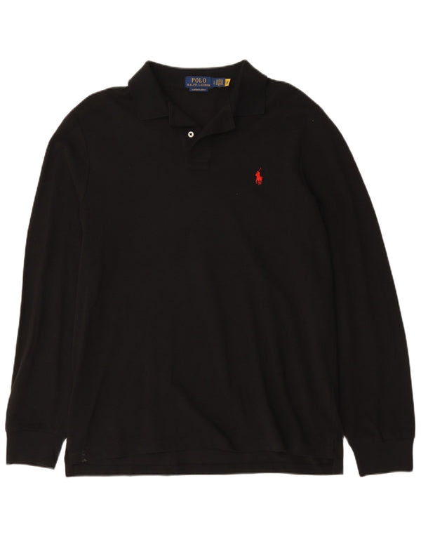 Polo Ralph Lauren Mens Long Sleeve Custom Slim Fit Polo Shirt Large Black