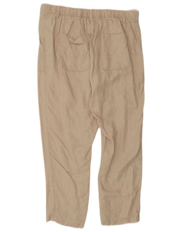 Marks & Spencer Womens Tapered Trousers UK 12 Medium W30 L27 Beige Linen
