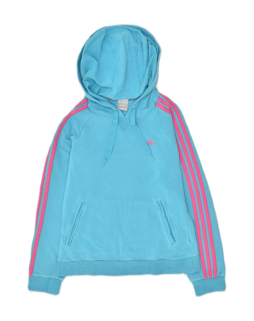 ADIDAS Womens Hoodie Jumper UK 10 Small Blue Cotton | Vintage Adidas | Thrift | Second-Hand Adidas | Used Clothing | Messina Hembry 