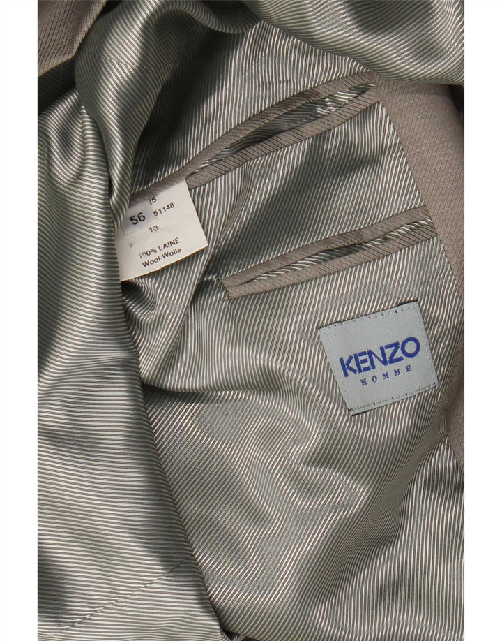 Kenzo Mens 3 Button Blazer Jacket IT 56 3XL Beige Wool