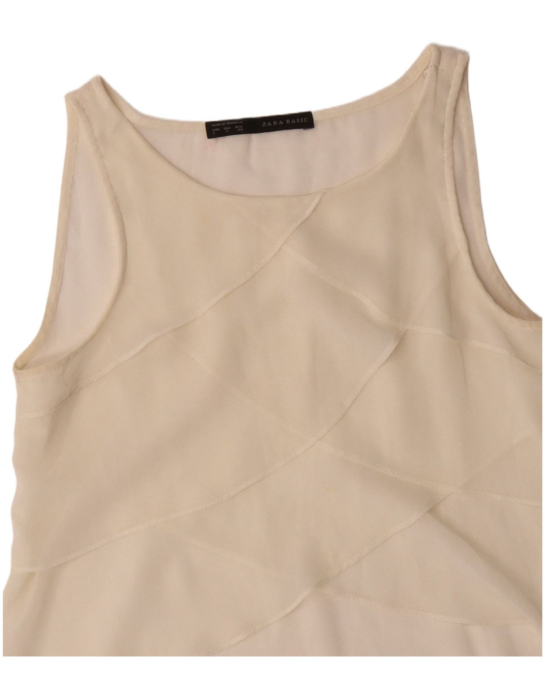 ZARA Womens Sleeveless Blouse Top UK 10 Small Off White