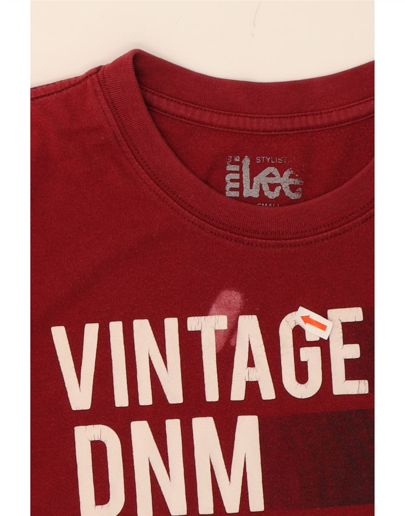 LEE Mens Graphic T-Shirt Top Small Burgundy Cotton Classic Vintage Lee and Second-Hand Lee from Messina Hembry 
