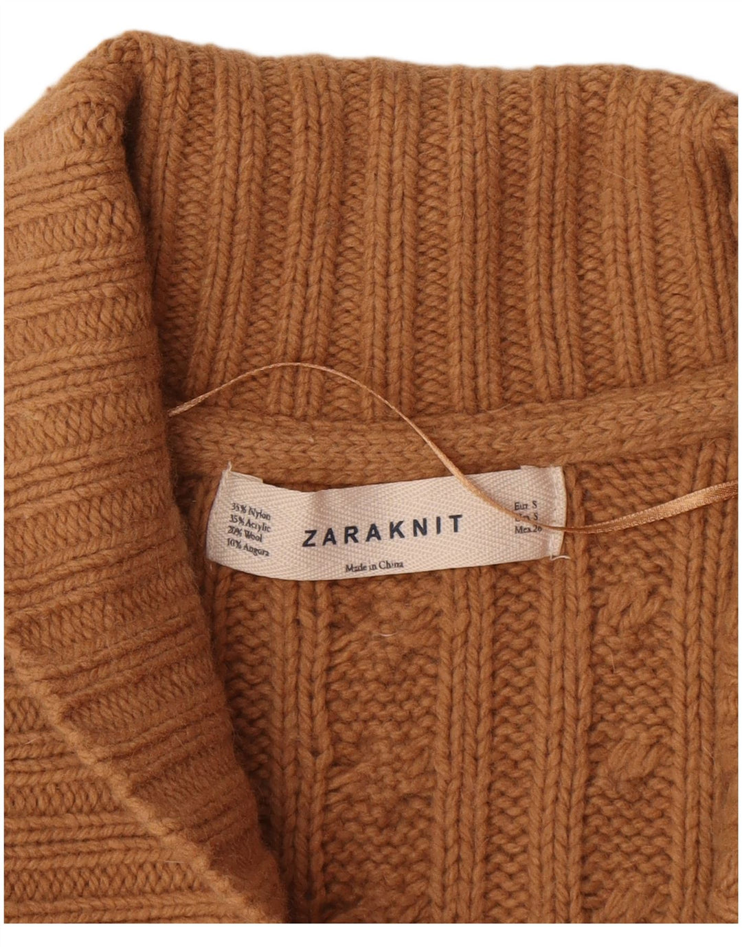 Zara Womens Cardigan Sweater UK 10 Small Brown Nylon