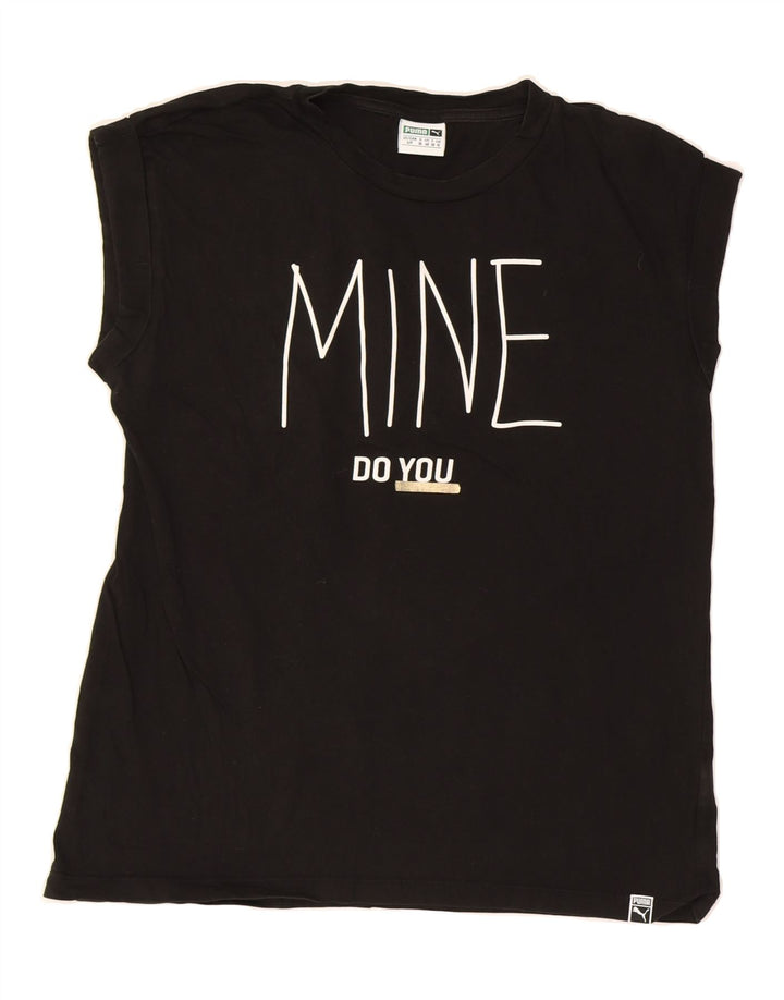 PUMA Womens Graphic T-Shirt Top UK 10 Small  Black Vintage Puma and Second-Hand Puma from Messina Hembry 