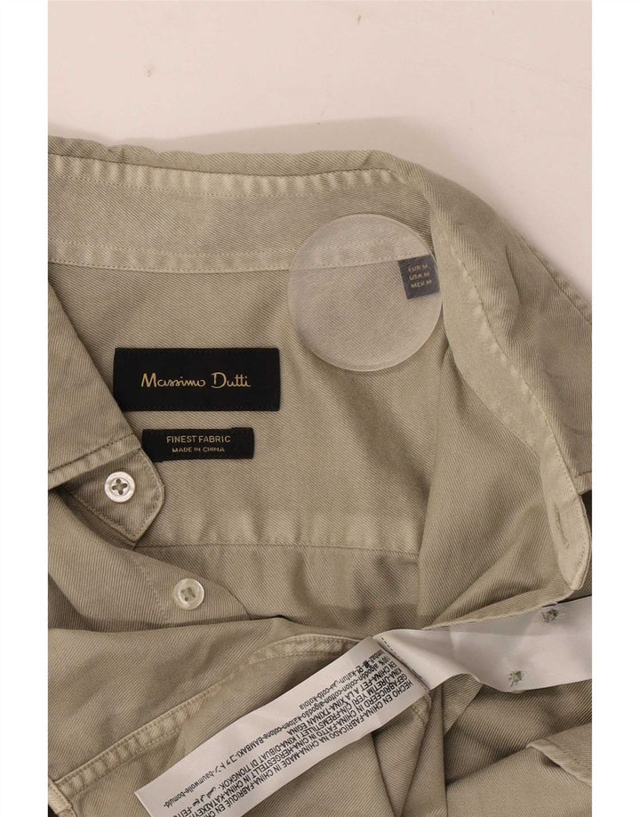 Massimo Dutti Mens Shirt Medium Khaki Cotton